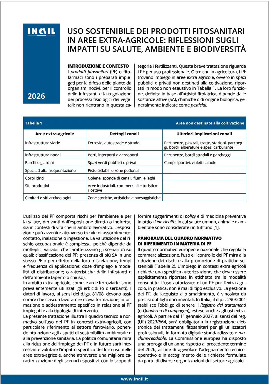 Uso sostenibile dei prodotti fitosanitari in aree extra-agricole Uso sostenibile dei prodotti fitosanitari in aree extra-agricole